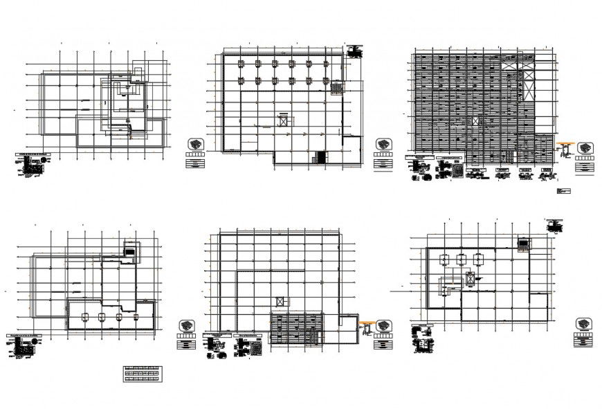 Foundation plan and floor staking out plan details of cultural hall dwg file