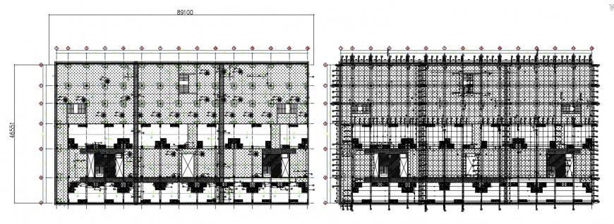 Foundation plan and framing plan structure details for building floor dwg file