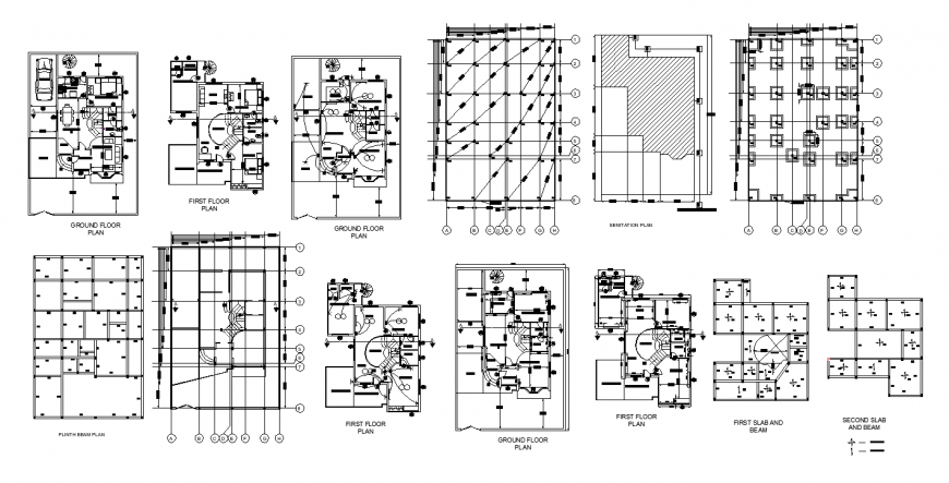 Foundation plan and housing structure plan detail 2d view layout file