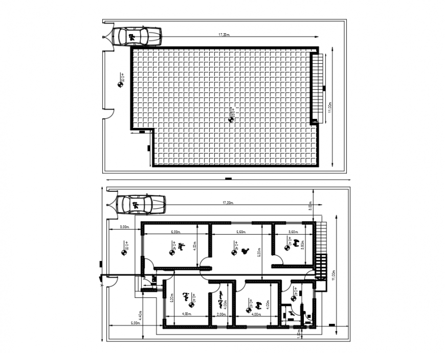 Foundation plan and layout plan details of square house dwg file