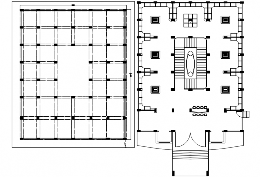 Foundation plan and layout plan structure details for restaurant dining hall dwg file