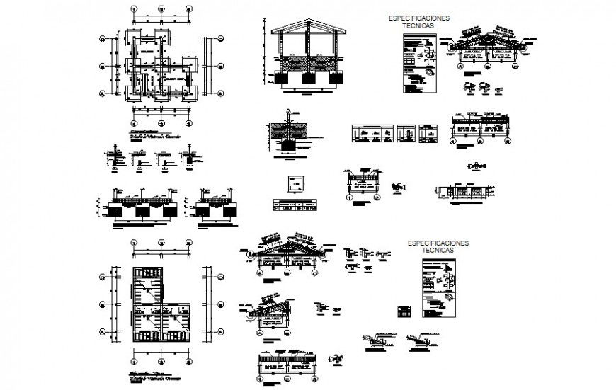 Foundation plan and Roofing structure details drawing in autocad