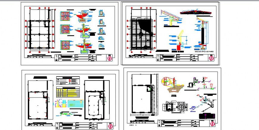 Foundation plan and several constructive structure details of commercial store dwg file