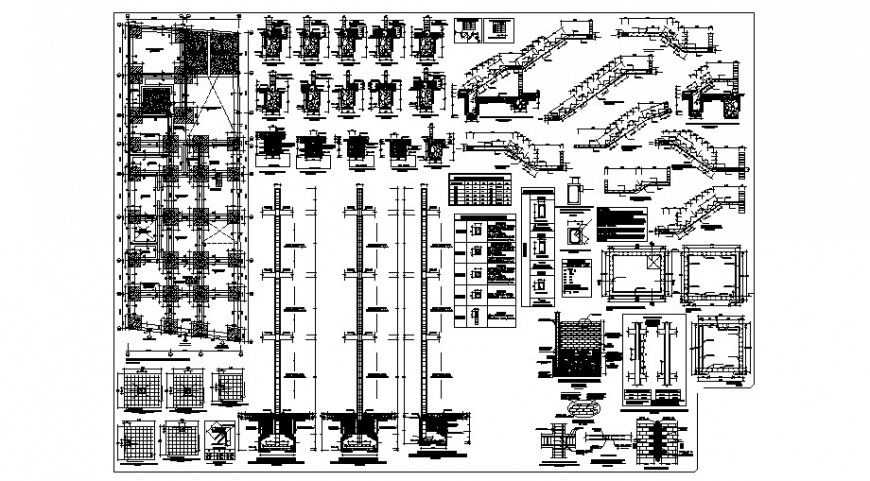 Foundation plan and staircase details in autocad software