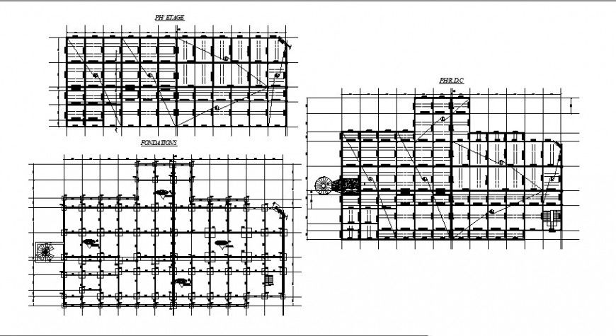 Foundation plan and structure details of single family house dwg file