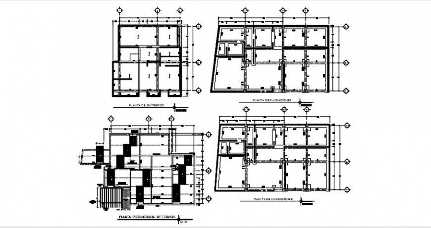 Foundation plan and structure plan drawing details of house dwg file