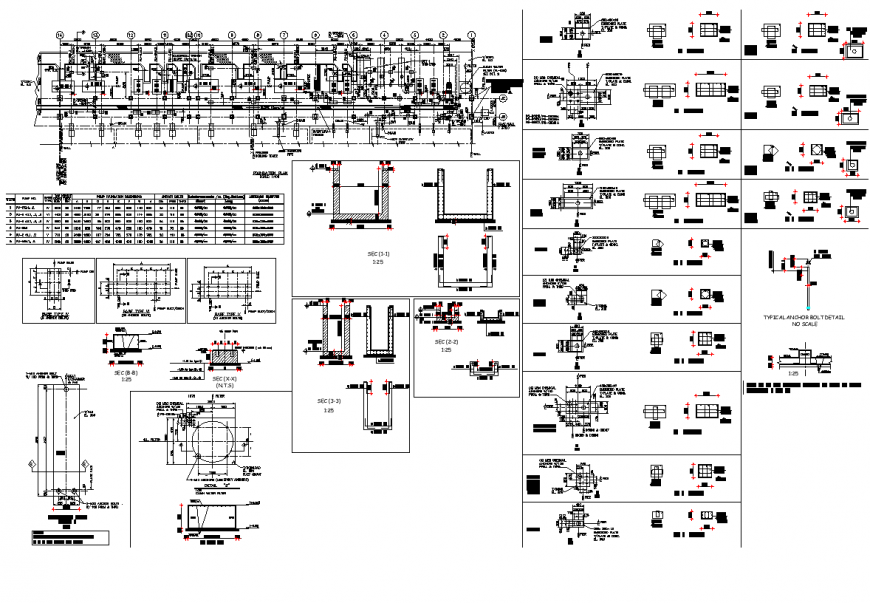 Foundation plan detail 2d view layout autocad file