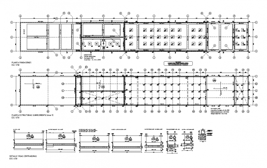 Foundation plan detail with column structure 2d view autocad file