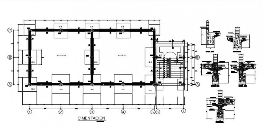 Foundation plan details with flooring structure details in autocad file