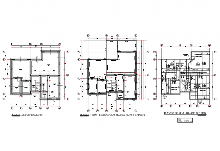 Foundation plan details with first floor ceiling structure dwg file