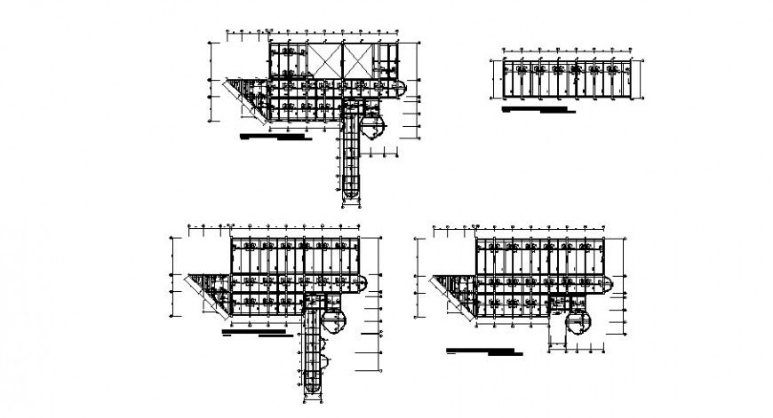 Foundation plan of all floors of education building dwg file