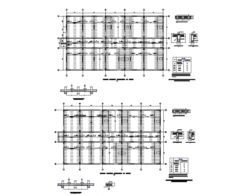 Foundation plan of footing and construction structure details of medical clinic dwg file