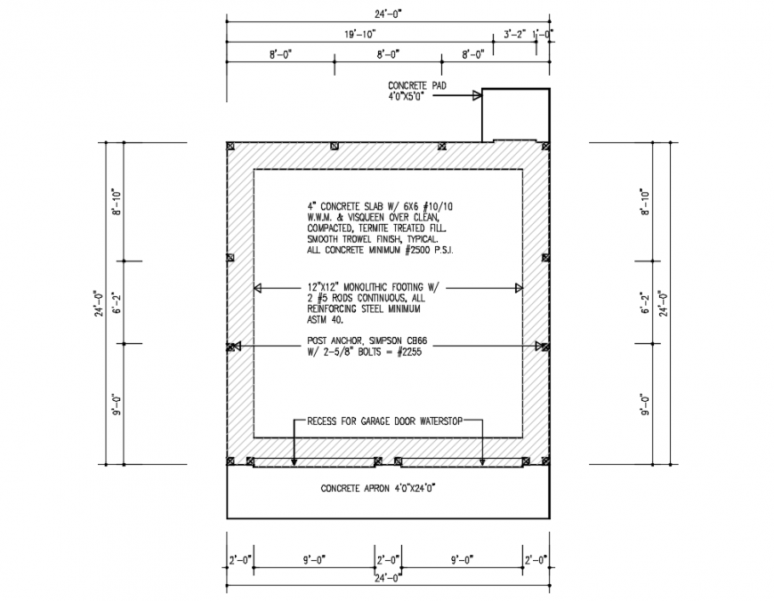 Foundation plan of house cad structure details dwg file