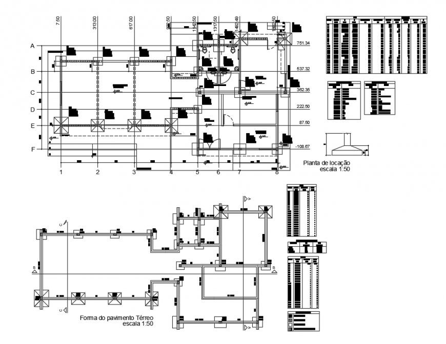 Foundation plan structure and construction details of house dwg file