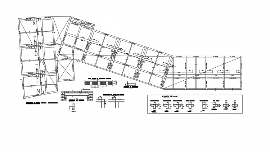 Foundation plan structure details for college building dwg file