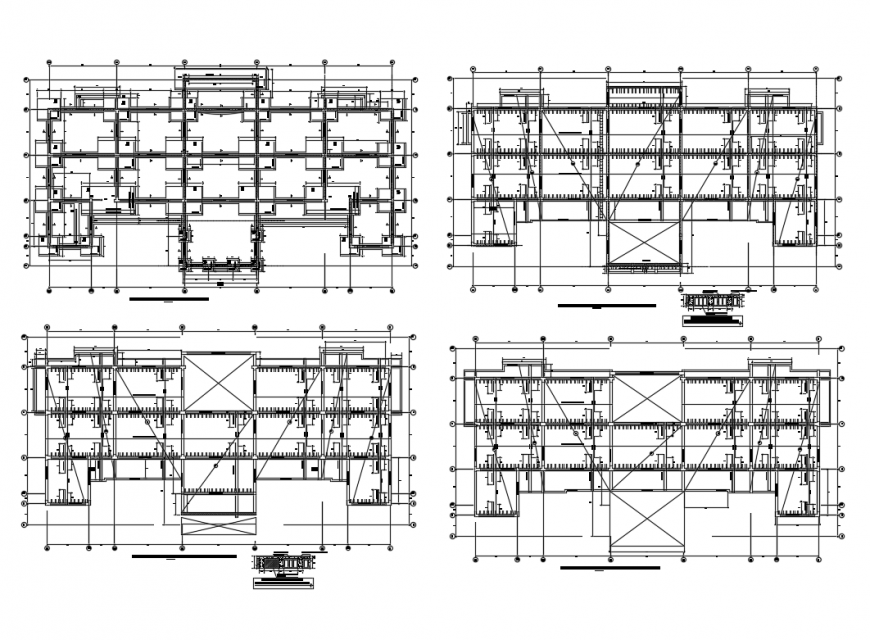 Foundation plan structure details of all floors of mechanical college dwg file