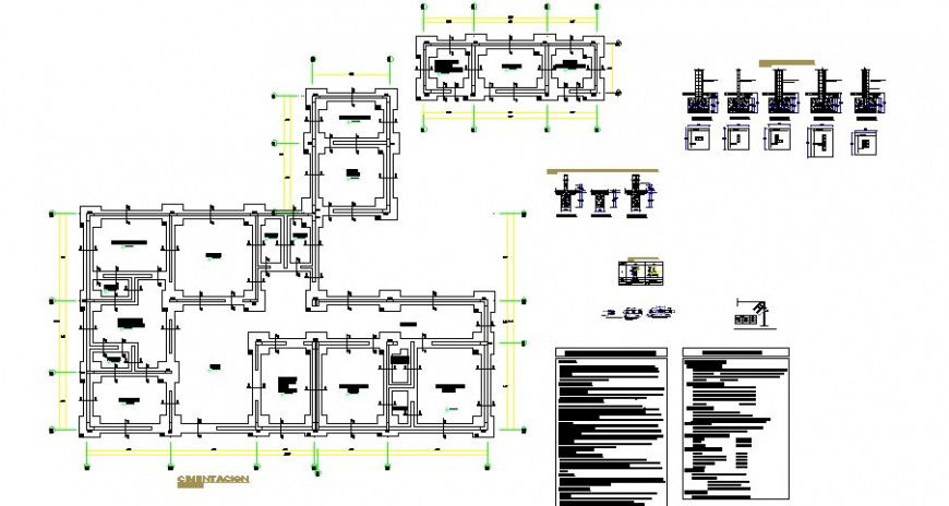 Foundation plan structure details of health clinic dwg file