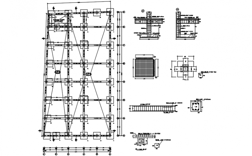 Foundation plan structure drawing details for shopping center dwg file