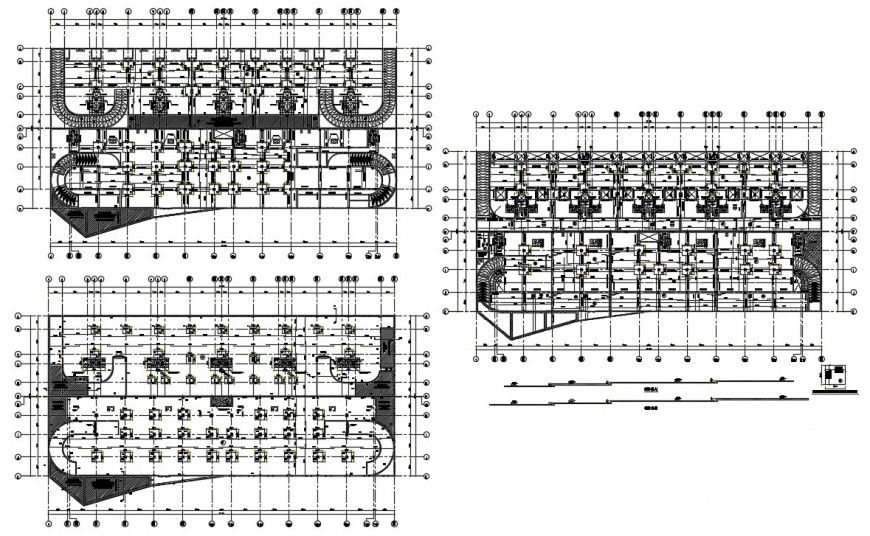 Foundation plan structure for three floors of shopping center dwg file