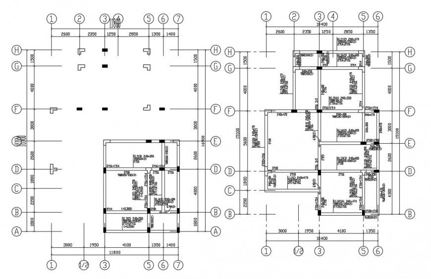 Foundation plan structure for two floors of house dwg file