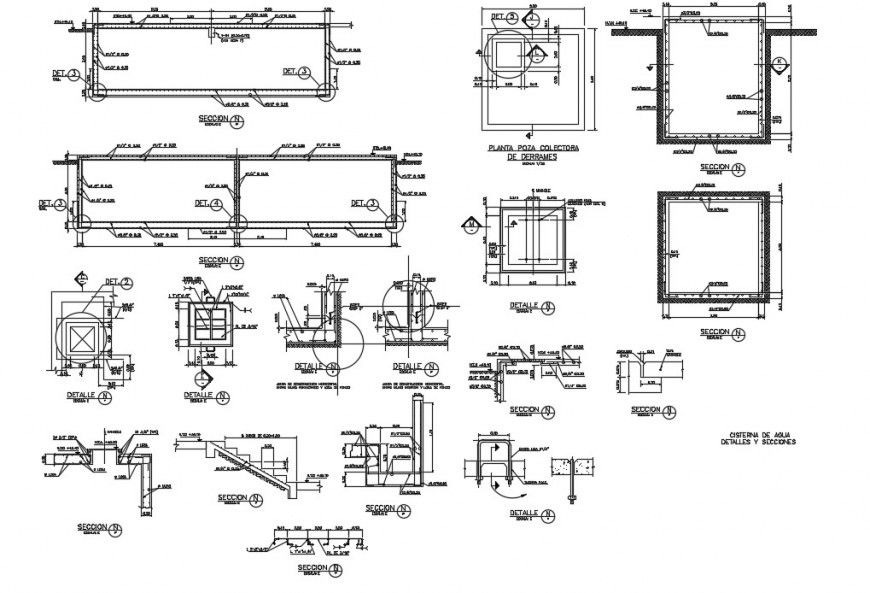 Foundation plan with column and beam construction of tank Dwg file in Autocad format