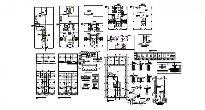 Foundation plan with stair detail of hotel in auto cad