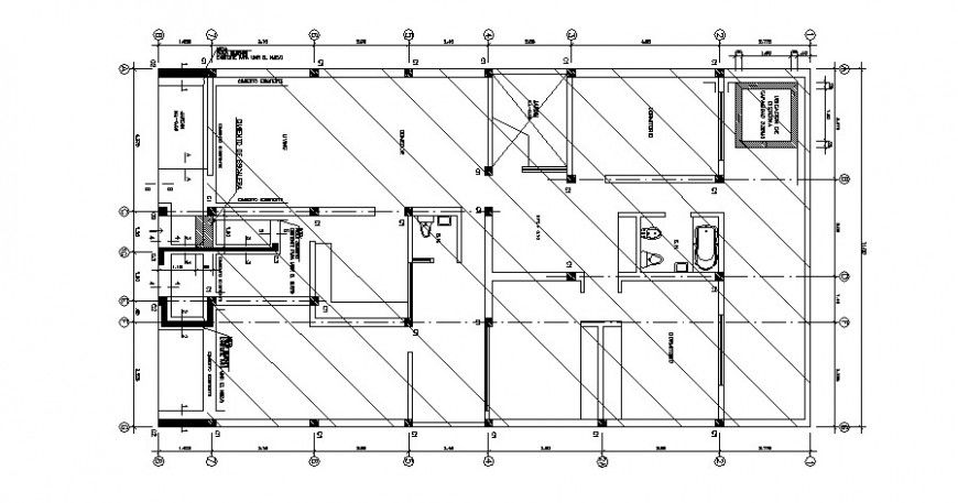 Foundation plan with structure of housing area in plan of AutoCAD