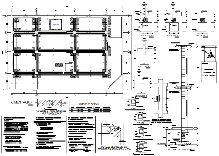 Foundation plans lightened structures detail dwg file