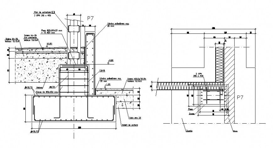 foundation section view detail cad file