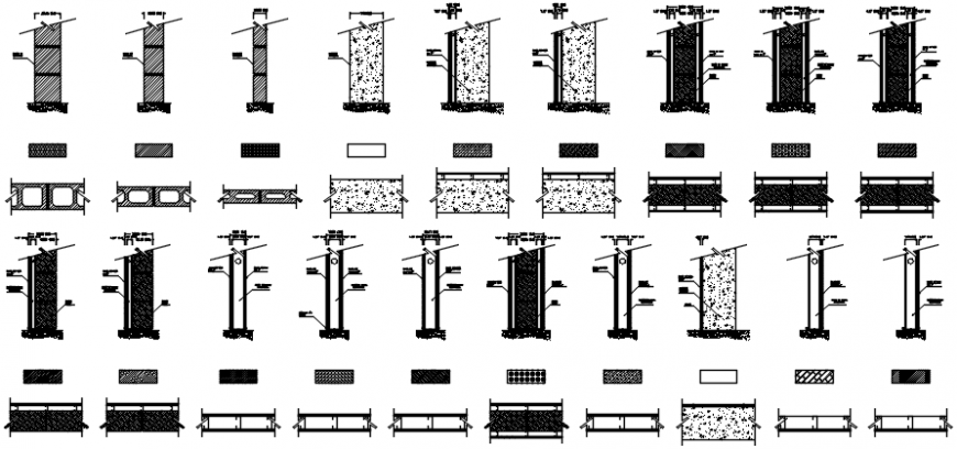 Foundation sectional detail 2d plan and elevation