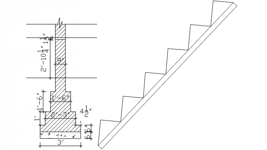 Foundation sectional detail file and staircase side view