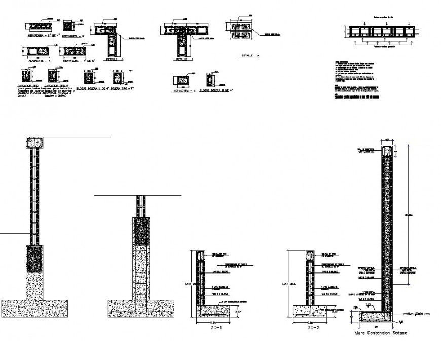 Foundation structure detail 2d view CAD construction layout autocad file
