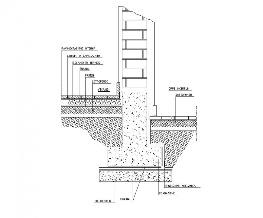 Foundation structure detail 2d view layout dwg file