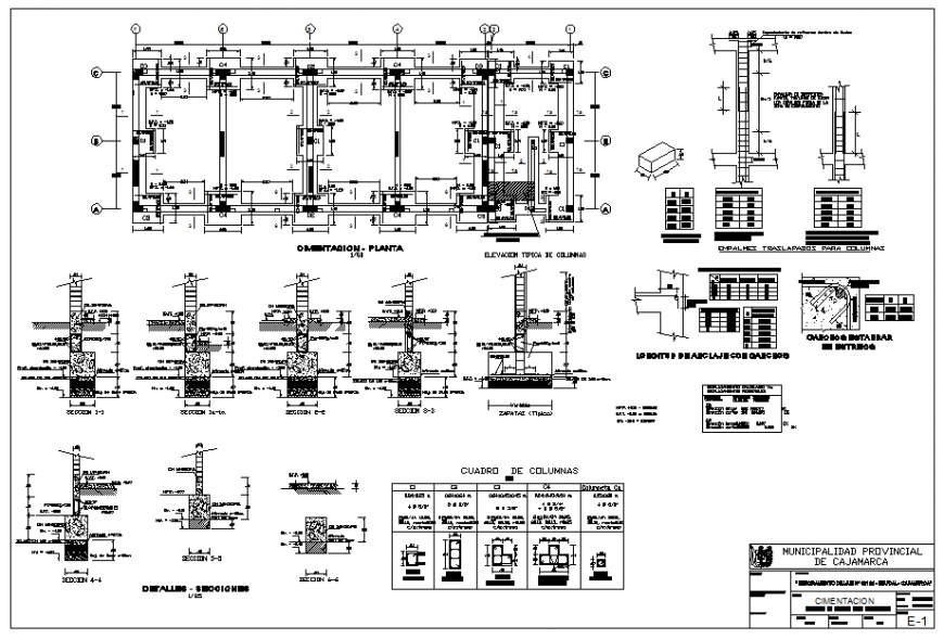 Foundation structure detail elevation dwg file