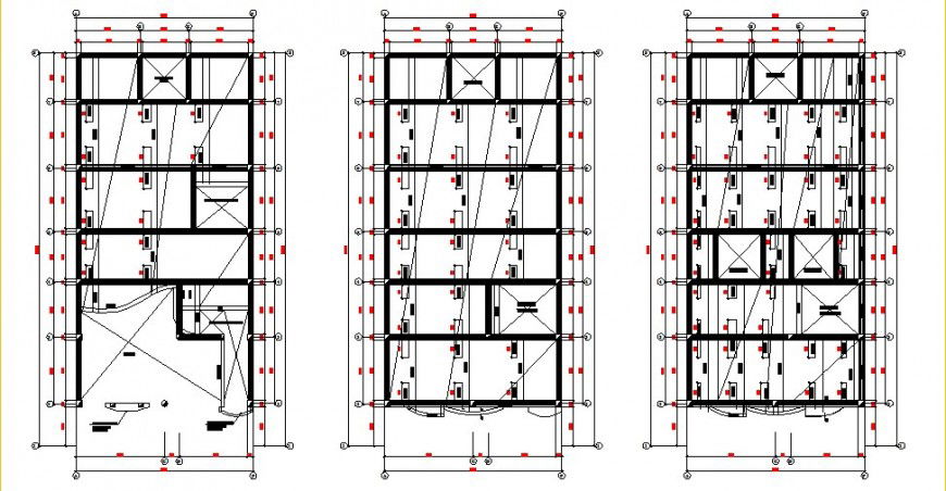 Foundation structure of all floors of hotel building cad drawing details dwg file