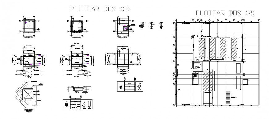 Foundation structure with column of fuel tanks cad drawing details dwg file