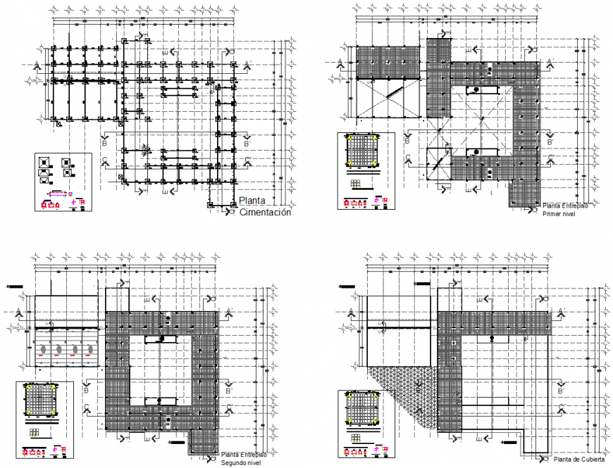 Foundation to beam structural plan autocad file