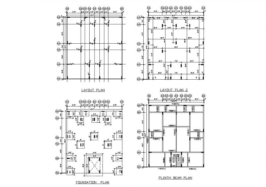 Foundation to plinth beam plan autocad file