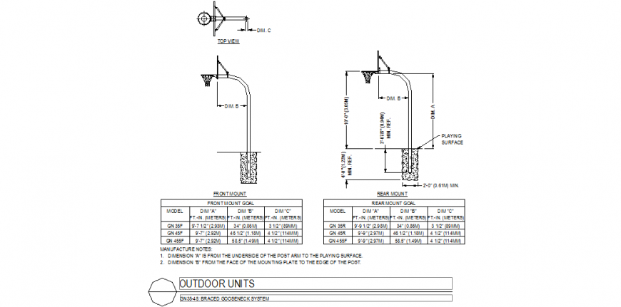 Foundation view of basketball base column view with concrete area view dwg file
