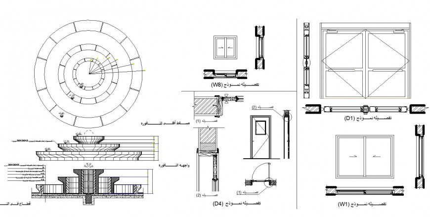 Fountain and door plan autocad file