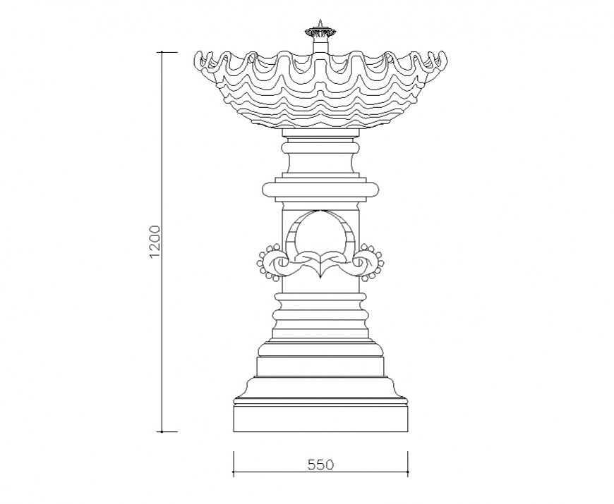 Fountain design 2d view CAD block layout autocad file