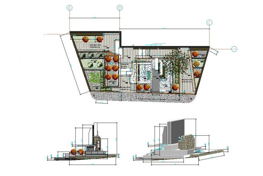 Fountain design detail 2d view CAD block layout file in autocad format
