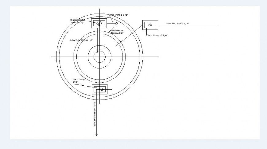 Fountain top view plan cad drawing details dwg file