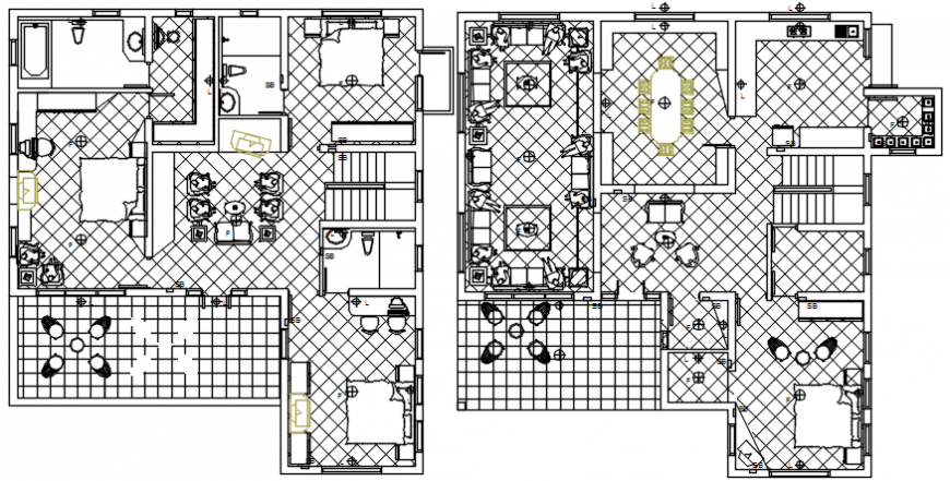 Four bedroom one family house floor drawing details dwg file