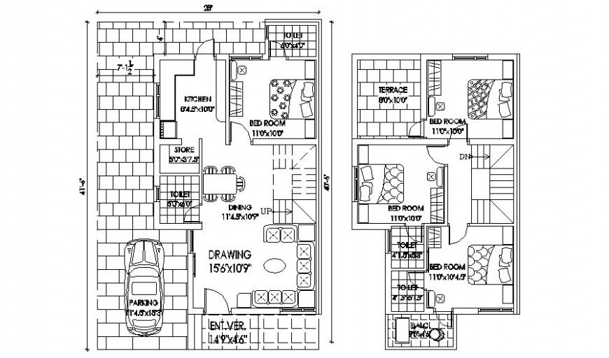 Four bhk residential bungalow details center line plan drawing in autocad