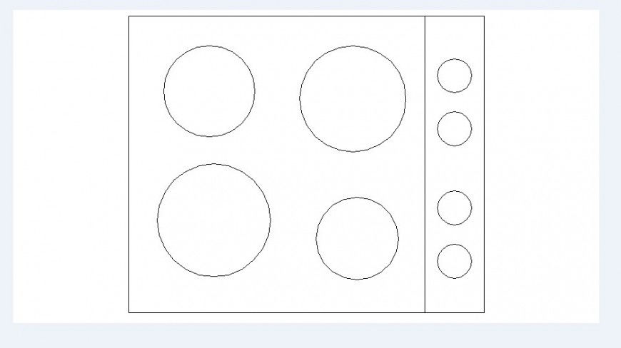 Four burner gas stove elevation block drawing details dwg file