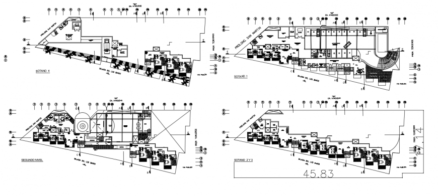 Four floor distribution drawing details of four star hotel dwg file