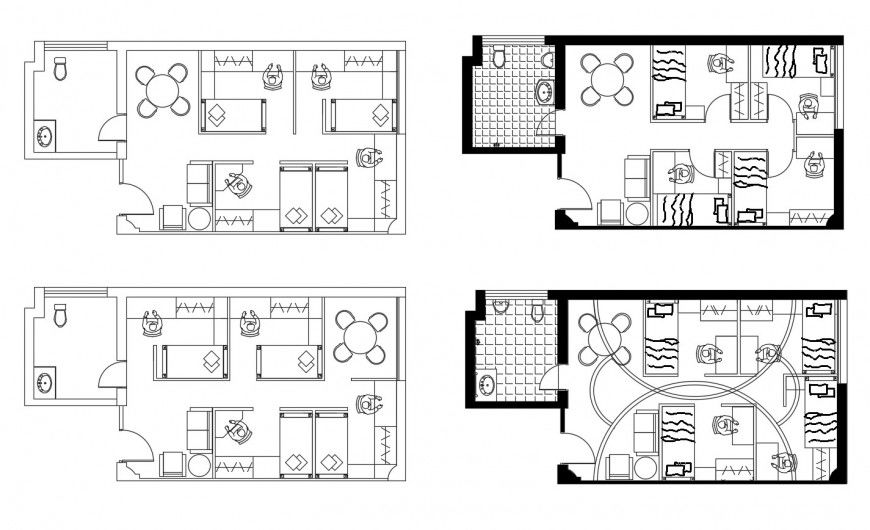 Four floor layout plan details of corporate building cad drawing details dwg file
