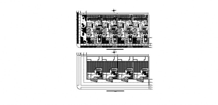 Four houses set distribution plan and structure cad drawing details dwg file