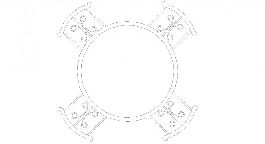 Four seated beautiful dining table top view elevation cad block details dwg file